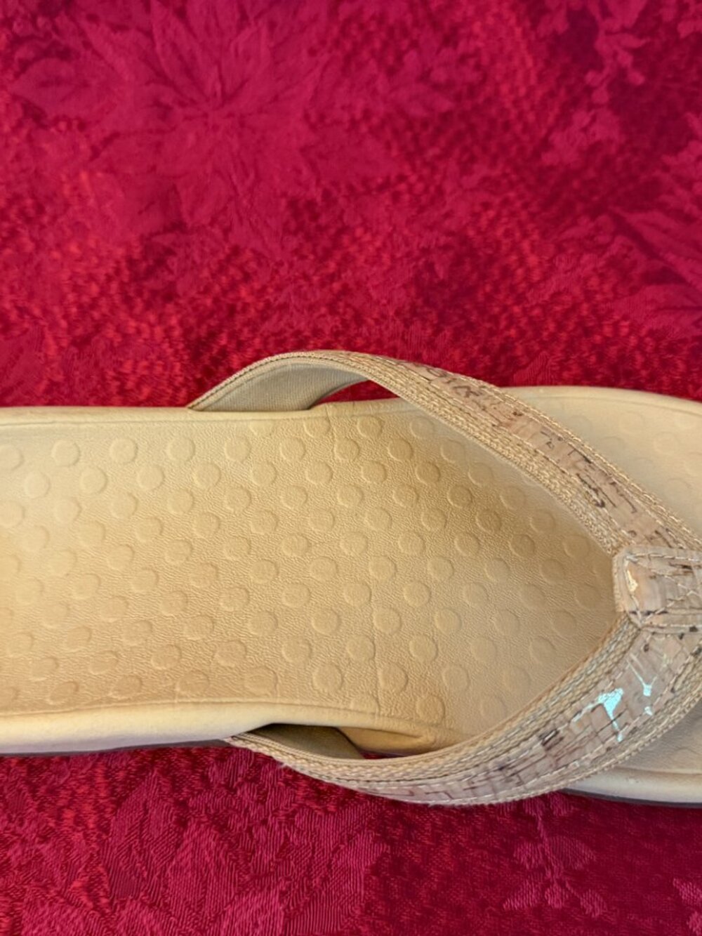 Vionic Tide II Orthotic Toe-Post Sandal Gold Cork Sz 8 - Picture 5 of 13